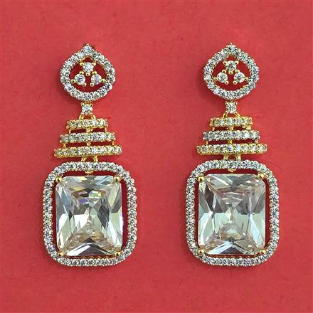 American Diamond Classic Earring With 2 Tone Plating