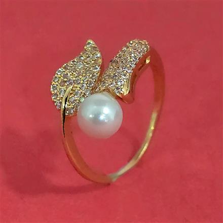 American Diamond Adjustable Ring With Gold Plating Rhodium Plating