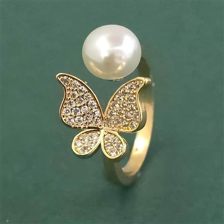 Cubic Zirconia Adjustable Ring With Gold Plating Rhodium Plating