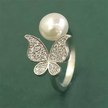 Cubic Zirconia Adjustable Ring With Gold Plating Rhodium Plating