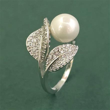 Cubic Zirconia Adjustable Ring With Gold Plating Rhodium Plating
