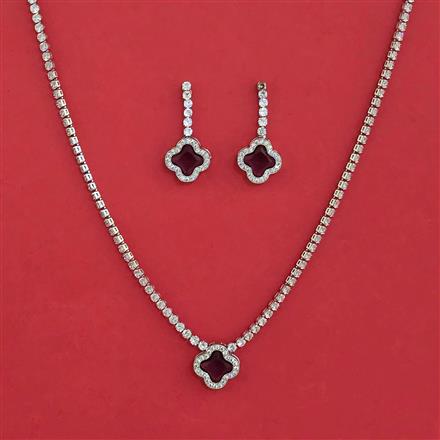 American Diamond Classic Necklace With Rhodium Plating