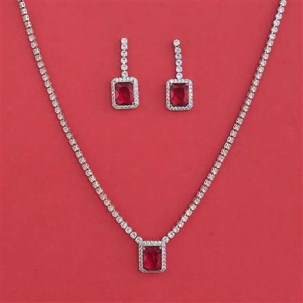 American Diamond Classic Necklace With Rhodium Plating