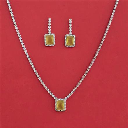 American Diamond Classic Necklace With Rhodium Plating