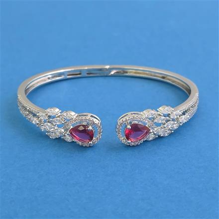 American Diamond Openable Kada With Rhodium Plating