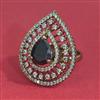 American Diamond Adjustable Ring With Mehndi Plating