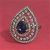 American Diamond Adjustable Ring With Mehndi Plating