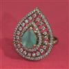 American Diamond Adjustable Ring With Mehndi Plating