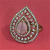 American Diamond Adjustable Ring With Mehndi Plating