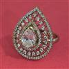 American Diamond Adjustable Ring With Mehndi Plating