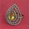 American Diamond Adjustable Ring With Mehndi Plating