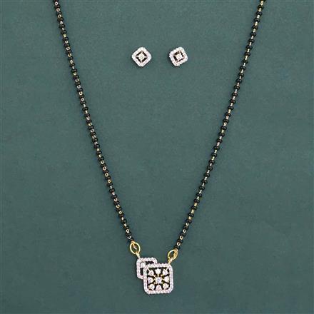 Cubic Zirconia Classic Mangalsutra With 2 Tone Plating Rhodium Plating