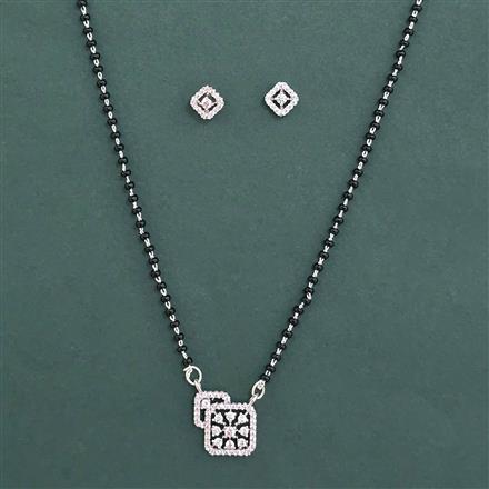American Diamond Classic Mangalsutra with Rhodium Plating 2 Tone Plating