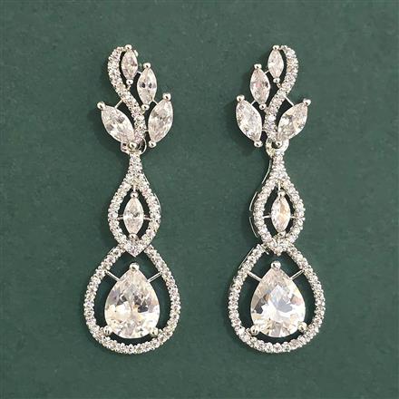 Cubic Zirconia Classic Earring With Rhodium Plating
