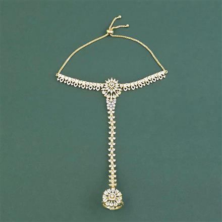 Cubic Zirconia Classic Hath Pan With Mehndi Plating 2 Tone Plating Rhodium Plating