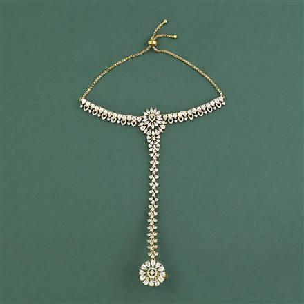 Cubic Zirconia Classic Hath Pan With Mehndi Plating 2 Tone Plating Rhodium Plating