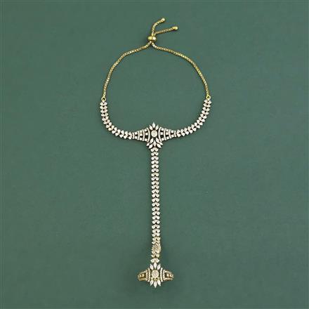 Cubic Zirconia Classic Hath Pan With Mehndi Plating 2 Tone Plating Rhodium Plating