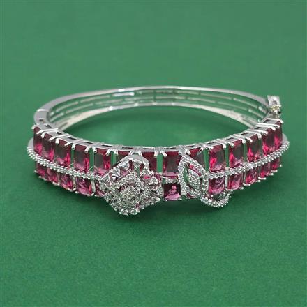 Cubic Zirconia Openable Kada With Rhodium Plating