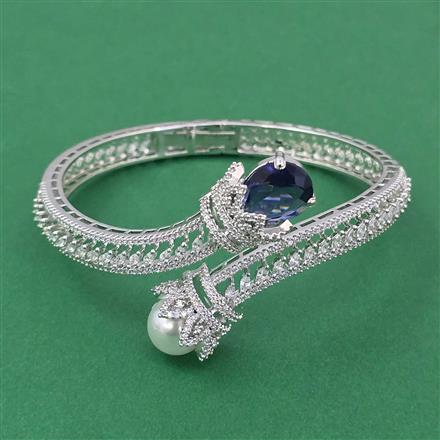 Cubic Zirconia Openable Kada With Rhodium Plating