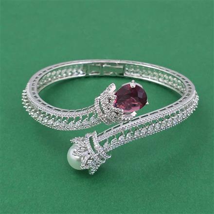 Cubic Zirconia Openable Kada With Rhodium Plating