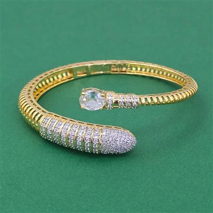 Cubic Zirconia Openable Kada With 2 Tone Plating