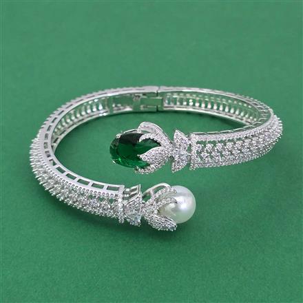 Cubic Zirconia Openable Kada With Rhodium Plating