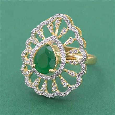 Cubic Zirconia Adjustable Ring With 2 Tone Plating