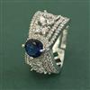 Cubic Zirconia Adjustable Ring With Rhodium Plating