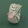 Cubic Zirconia Adjustable Ring With Rhodium Plating