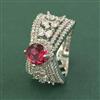 Cubic Zirconia Adjustable Ring With Rhodium Plating