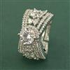 Cubic Zirconia Adjustable Ring With Rhodium Plating