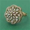 Cubic Zirconia Adjustable Ring With Mehndi Plating 2 Tone Plating Rhodium Plating