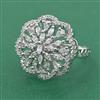 Cubic Zirconia Adjustable Ring With Mehndi Plating 2 Tone Plating Rhodium Plating