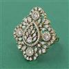Cubic Zirconia Adjustable Ring With Mehndi Plating 2 Tone Plating Rhodium Plating