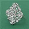 Cubic Zirconia Adjustable Ring With Mehndi Plating 2 Tone Plating Rhodium Plating