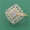 Cubic Zirconia Adjustable Ring With Mehndi Plating 2 Tone Plating Rhodium Plating