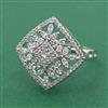 Cubic Zirconia Adjustable Ring With Mehndi Plating 2 Tone Plating Rhodium Plating