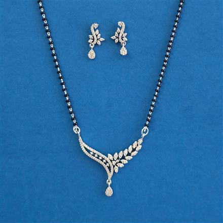 American Diamond Classic Mangalsutra with Rhodium Plating 2 Tone Plating