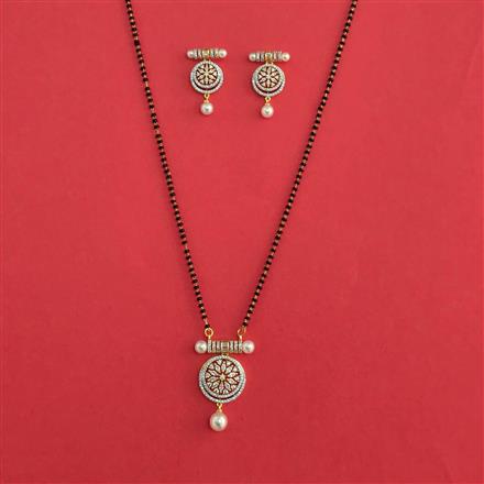 American Diamond Classic Mangalsutra with Rhodium Plating 2 Tone Plating