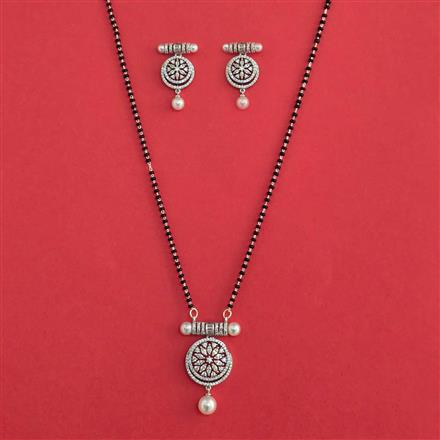 American Diamond Classic Mangalsutra with Rhodium Plating 2 Tone Plating