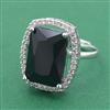 Cubic Zirconia Adjustable Ring With Rhodium Plating