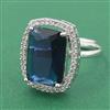 Cubic Zirconia Adjustable Ring With Rhodium Plating