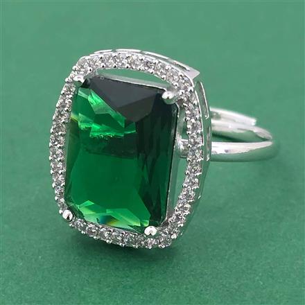 Cubic Zirconia Adjustable Ring With Rhodium Plating