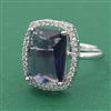 Cubic Zirconia Adjustable Ring With Rhodium Plating