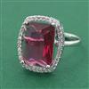Cubic Zirconia Adjustable Ring With Rhodium Plating
