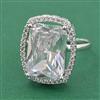 Cubic Zirconia Adjustable Ring With Rhodium Plating