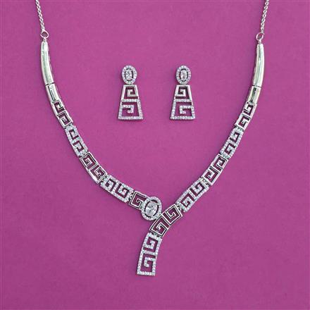 American Diamond Classic Necklace With 2 Tone Plating Rhodium Plating