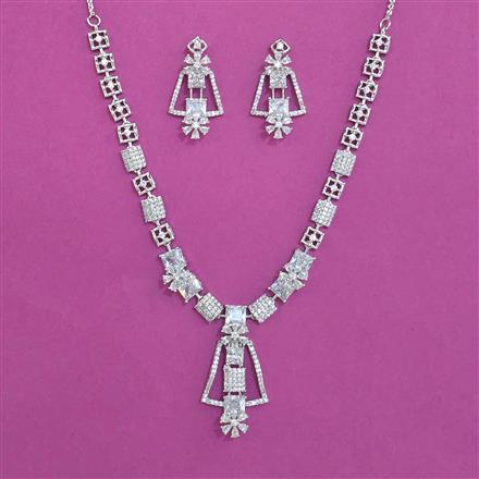 American Diamond Classic Necklace With Rhodium Plating