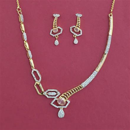 American Diamond Classic Necklace With 2 Tone Plating