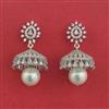 American Diamond Jhumki With Mehndi Plating 2 Tone Plating Rhodium Plating